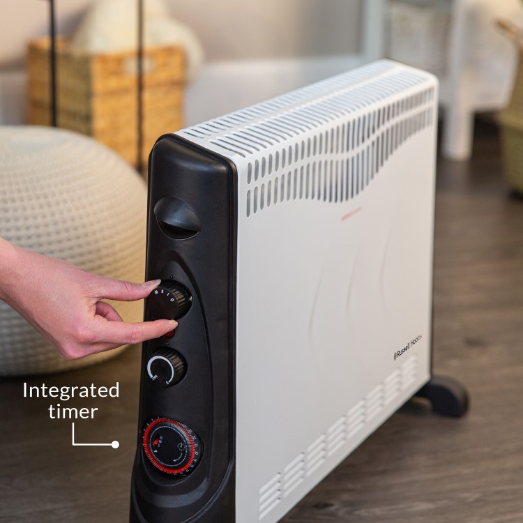 Russell Hobbs 2KW Convector Heater with Adjustable Thermostat and Timer
