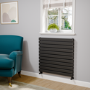 Refurbished Riace Linea Midnight Black Flat Designer Radiator 770x800mm Double Panel 3720 BTU - Horizontal Bars