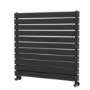 Refurbished Riace Linea Midnight Black Flat Designer Radiator 770x800mm Double Panel 3720 BTU - Horizontal Bars