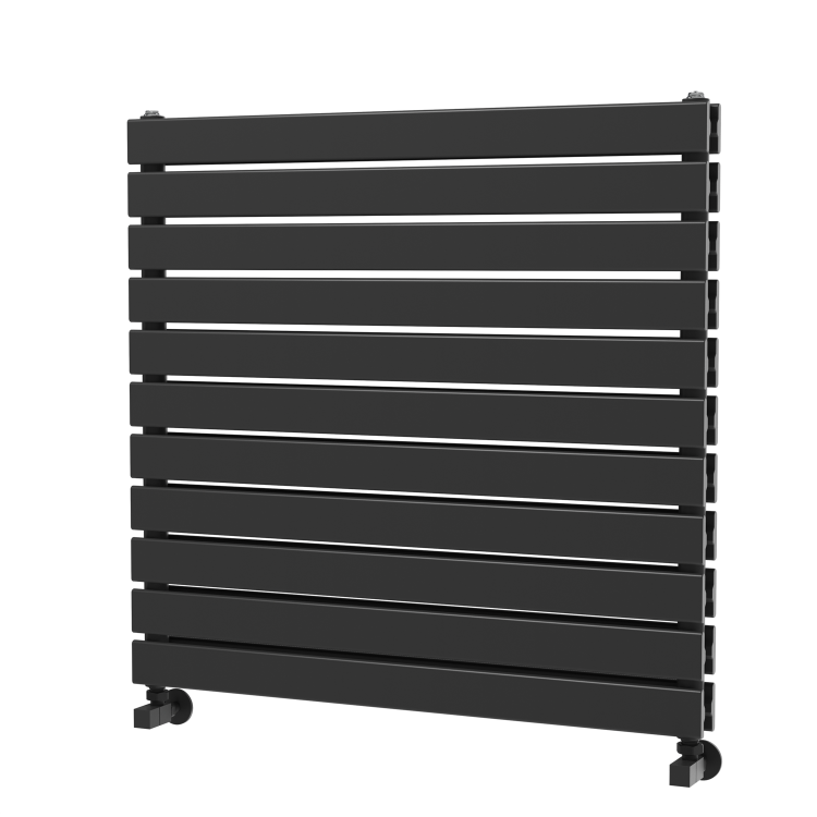 Refurbished Riace Linea Midnight Black Flat Designer Radiator 770x800mm Double Panel 3720 BTU - Horizontal Bars