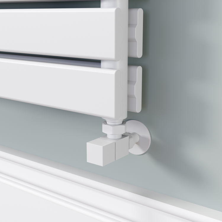 GRADE A1 - Riace Linea White Flat Designer Radiator 350x1200mm Double Panel 2437 BTU - Horizontal Bars