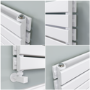 GRADE A1 - Riace Linea White Flat Designer Radiator 350x1200mm Double Panel 2437 BTU - Horizontal Bars