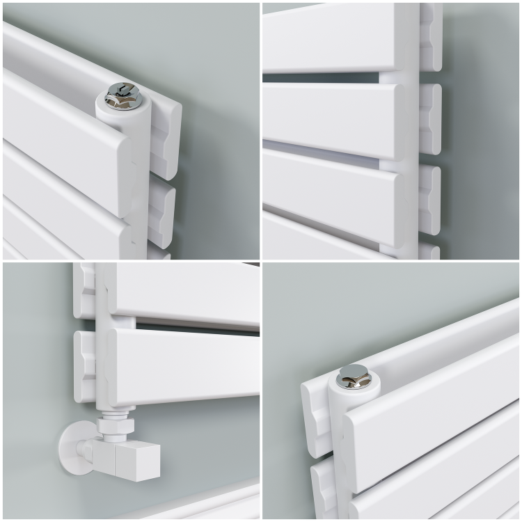 GRADE A1 - Riace Linea White Flat Designer Radiator 350x1200mm Double Panel 2437 BTU - Horizontal Bars