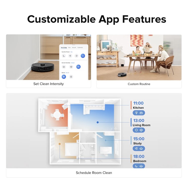 Roborock S8 Robot Vacuum Cleaner with DuoRoller Brush and VibraRise Mopping 6000Pa - Black