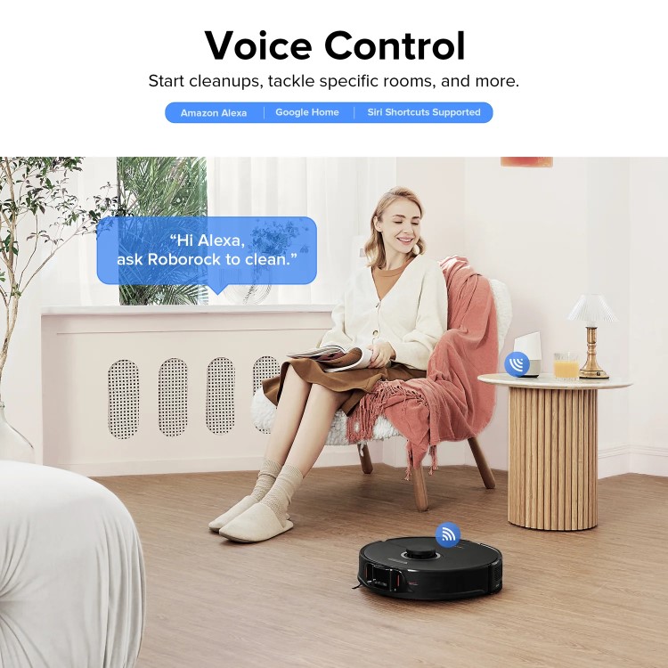 Roborock S8 Robot Vacuum Cleaner with DuoRoller Brush and VibraRise Mopping 6000Pa - Black