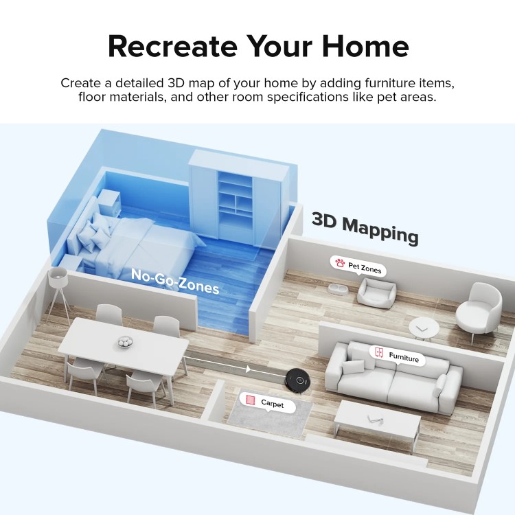 Roborock S8 Robot Vacuum Cleaner with DuoRoller Brush and VibraRise Mopping 6000Pa - Black