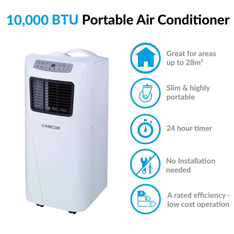 GRADE A2 - Amcor SF12000 slimline portable Air Conditioner for rooms up to 28 sqm