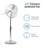 GRADE A2 - electriQ 16 Inch  Chrome Pedestal Fan with Adjustable Stand and Oscillation Function