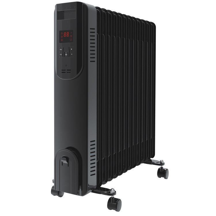 Refurbished electriQ 2.5kw Black Smart WiFi Alexa Oil Filled Radiator 11 Fin  24 hour and Weekly Timer with Thermostat and Remote 