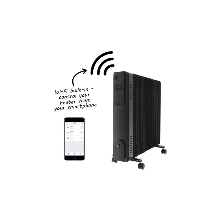 Refurbished electriQ 2.5kw Black Smart WiFi Alexa Oil Filled Radiator 11 Fin  24 hour and Weekly Timer with Thermostat and Remote 
