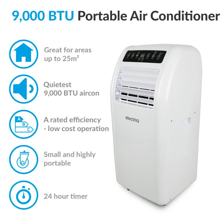 GRADE A2 - electriQ SILENT10 - 9000 BTU Quiet Air Conditioner for rooms up to  25 sqm