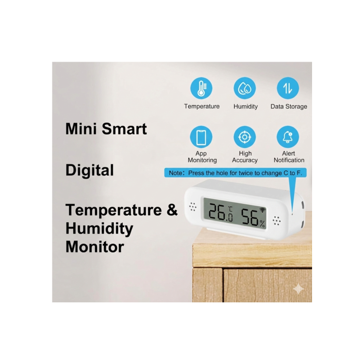 Tuya Smart WiFi Mini Temperature & Humidity Sensor with LCD Screen