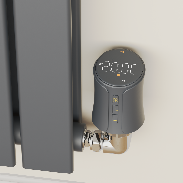 electriQ Smart Modern LCD TRV Thermostatic Radiator Valves Tuya Zigbee Version Anthracite