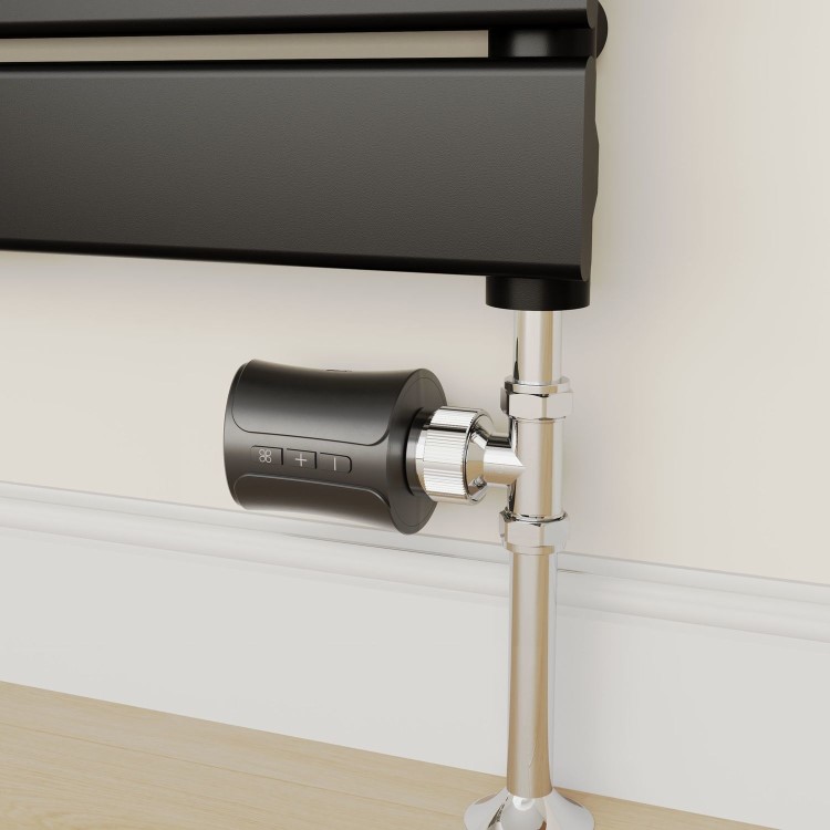 electriQ Smart Modern LCD TRV Thermostatic Radiator Valves Tuya Zigbee Version Black
