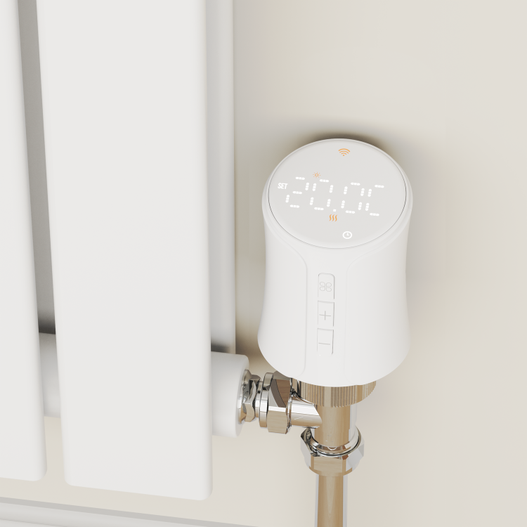 electriQ Smart Modern LCD TRV Thermostatic Radiator Valves Tuya Zigbee Version White
