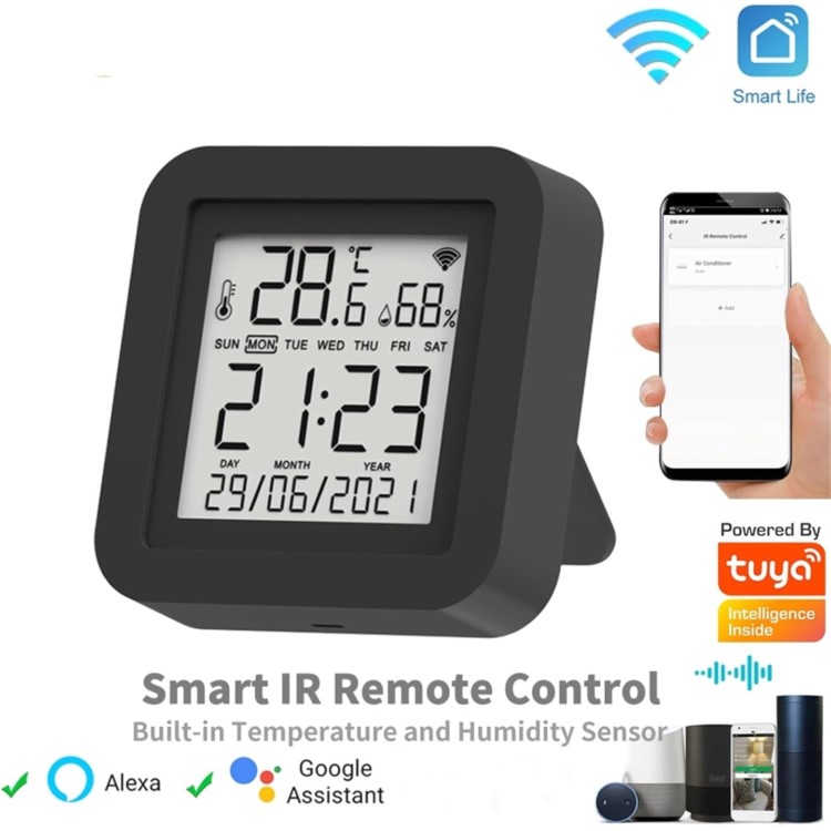 Tuya Smart WiFi Universal IR Remote & Temp Humidity Sensor with LCD Display &mdash; Control AC TV & Home Climate
