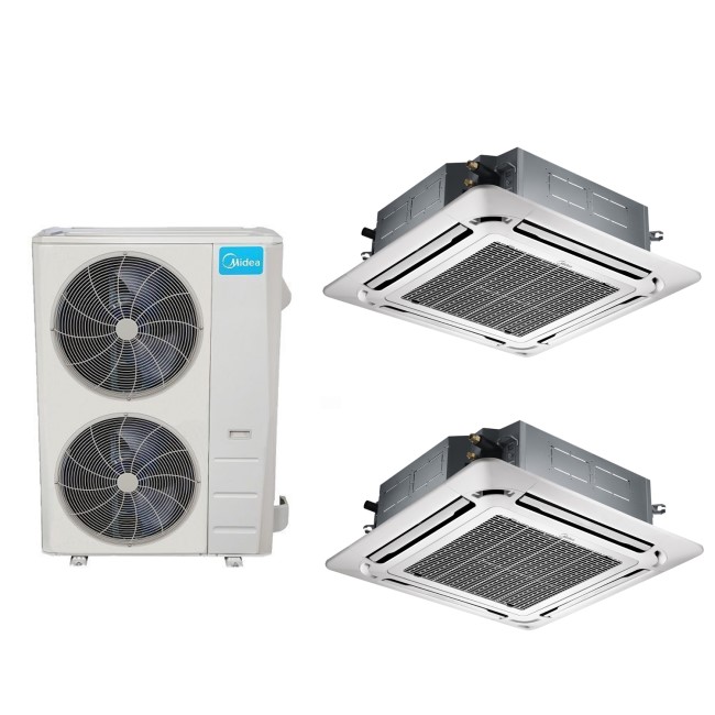 48000  BTU 14kW A+/A+++ Super Slim Twin Ceiling Cassette with two 24000 BTU indoor units to a single outdoor unit  - 5 years warranty 