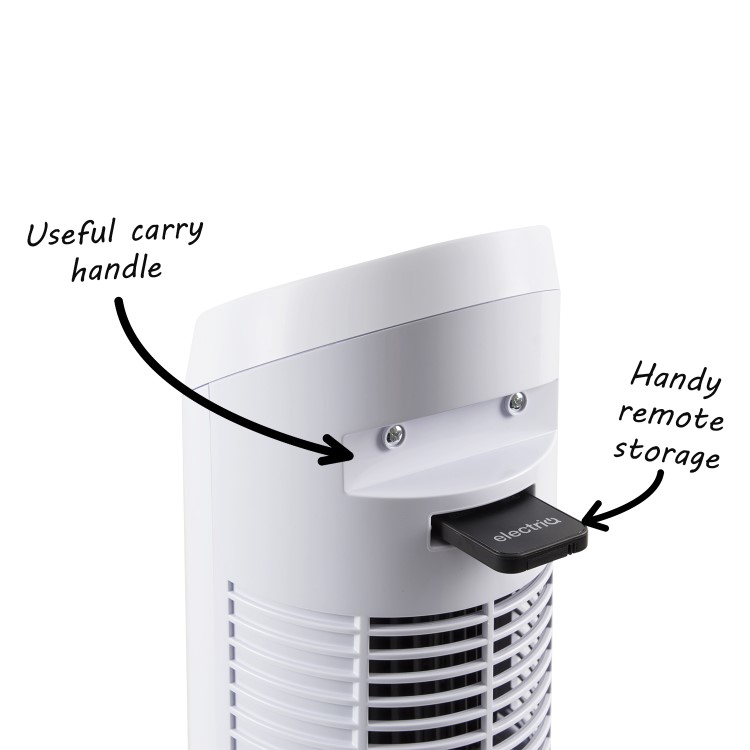 Refurbished electriQ 29 Inch Oscillating Tower Fan - White