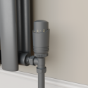 TRV-AG-1AG Elego Anthracite Gray Modern TRV Angled Thermostatic Radiator Valves With Lockshield