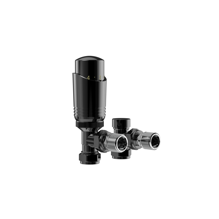 Elego Black Nickel Modern TRV Angled Thermostatic Radiator Valves With Lockshield