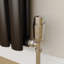 Elego Chrome Modern TRV Angled Thermostatic Radiator Valves With Lockshield
