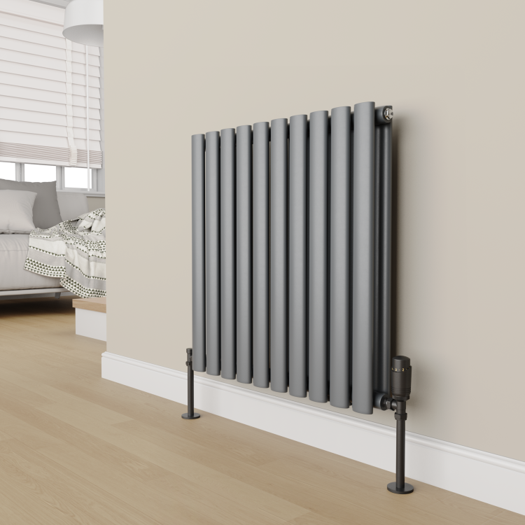 Elego Matte Black Modern TRV Angled Thermostatic Radiator Valves With Lockshield