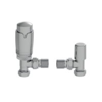 Refurbished Elego Chrome Modern TRV Angled Thermostatic Radiator Valves With Lockshield