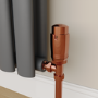 Elego Copper Modern TRV Angled Thermostatic Radiator Valves With Lockshield