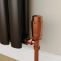 Elego Copper Modern TRV Angled Thermostatic Radiator Valves With Lockshield
