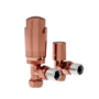 Elego Copper Modern TRV Angled Thermostatic Radiator Valves With Lockshield