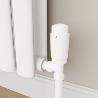 Refurbished Elego White Modern TRV Angled Thermostatic Radiator Valves With Lockshield
