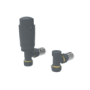 Elego Anthracite Gray Modern TRV Angled Thermostatic Radiator Valves With Lockshield