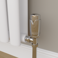 Elego Chrome Modern TRV Angled Thermostatic Radiator Valves With Lockshield
