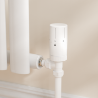 Elego White Modern TRV Angled Thermostatic Radiator Valves With Lockshield