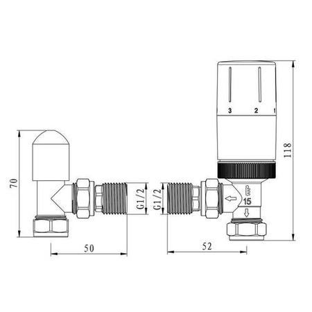 Elego White Modern TRV Angled Thermostatic Radiator Valves With Lockshield