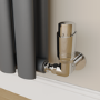 Elego Chrome Modern TRV Corner Thermostatic Radiator Valves With Lockshield