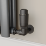 Elego Matte Black Modern TRV Corner Thermostatic Radiator Valves With Lockshield