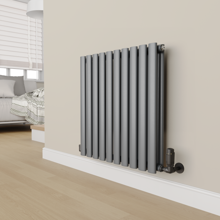 Elego Matte Black Modern TRV Corner Thermostatic Radiator Valves With Lockshield