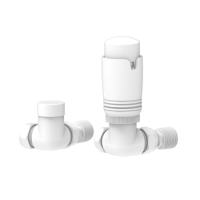 Elego White Modern TRV Corner Thermostatic Radiator Valves With Lockshield