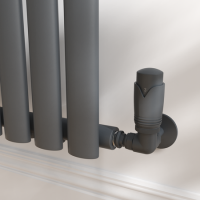 Elego Anthracite Gray Modern TRV Corner Thermostatic Radiator Valves With Lockshield