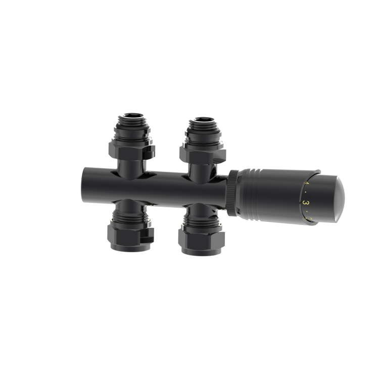 Elego Black Nickel Modern TRV H Block Thermostatic Radiator Valve