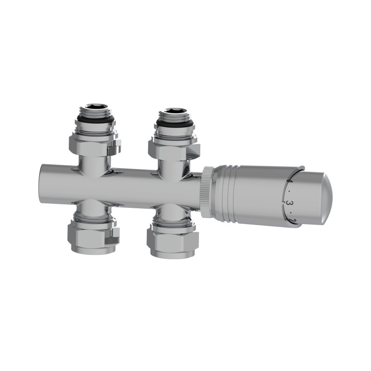 Elego Chrome Modern TRV H Block Thermostatic Radiator Valves 