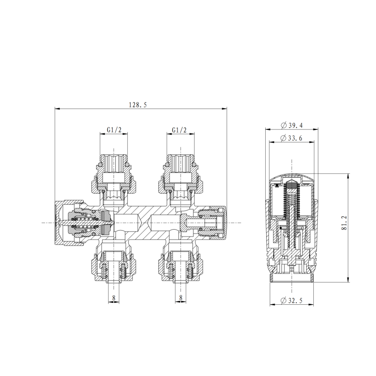 Elego Chrome Modern TRV H Block Thermostatic Radiator Valves 