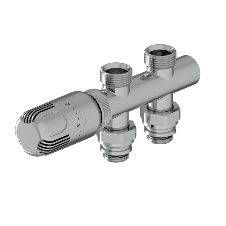Elego Chrome Modern TRV H Block Thermostatic Radiator Valves 