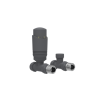 Refurbished Elego Anthracite Gray Modern TRV Straight Thermostatic Radiator Valves With Lockshield