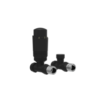 Elego Matte Black Modern TRV Straight Thermostatic Radiator Valves With Lockshield