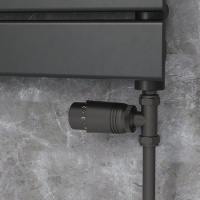 Elego Matte Black Modern TRV Straight Thermostatic Radiator Valves With Lockshield Elego Matte Black Modern TRV Straight Thermostatic Radiator Valves With Lockshield