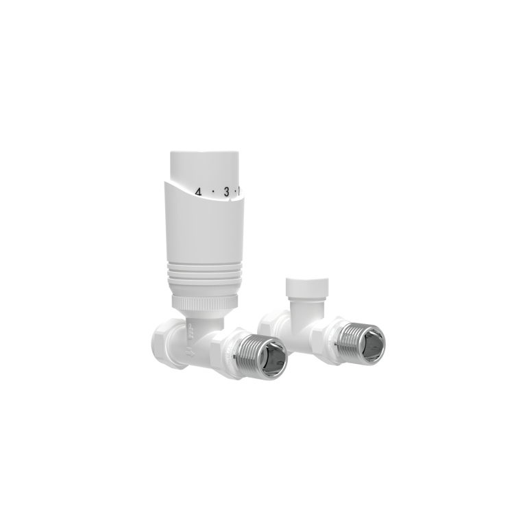 Elego White Modern TRV Straight Thermostatic Radiator Valves With Lockshield