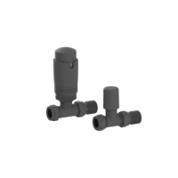 Elego Anthracite Gray Modern TRV Straight Thermostatic Radiator Valves With Lockshield