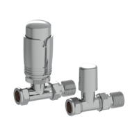 Elego Chrome Modern TRV Straight Thermostatic Radiator Valves With Lockshield